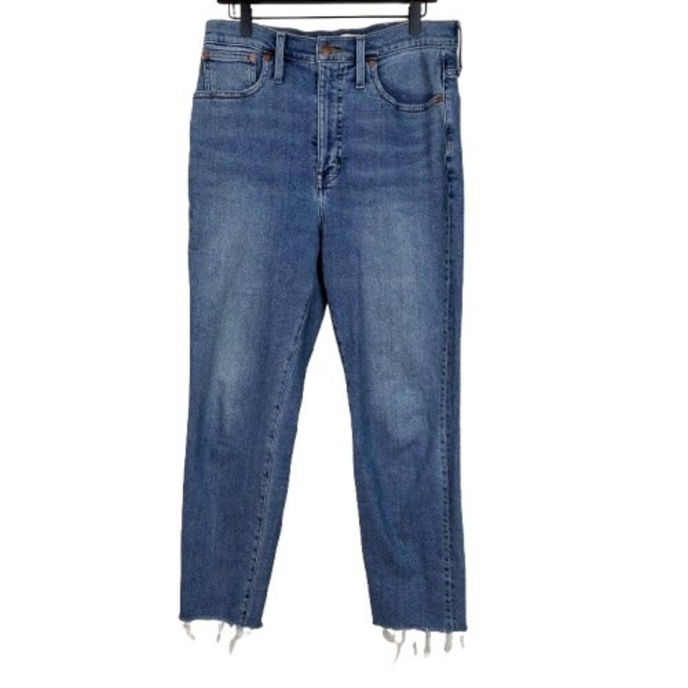 Madewell The Momjean Size 30 High Rise Tapered Leg Blue Denim Jeans
